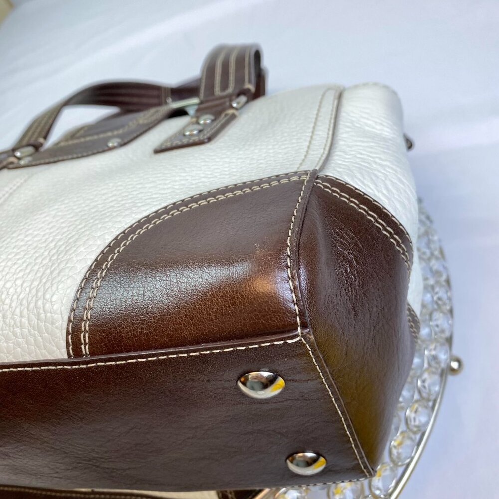 Coach Leather Turnlock Satchel Brown Cream - F13961 🤍 Janice - Picture 13 of 17